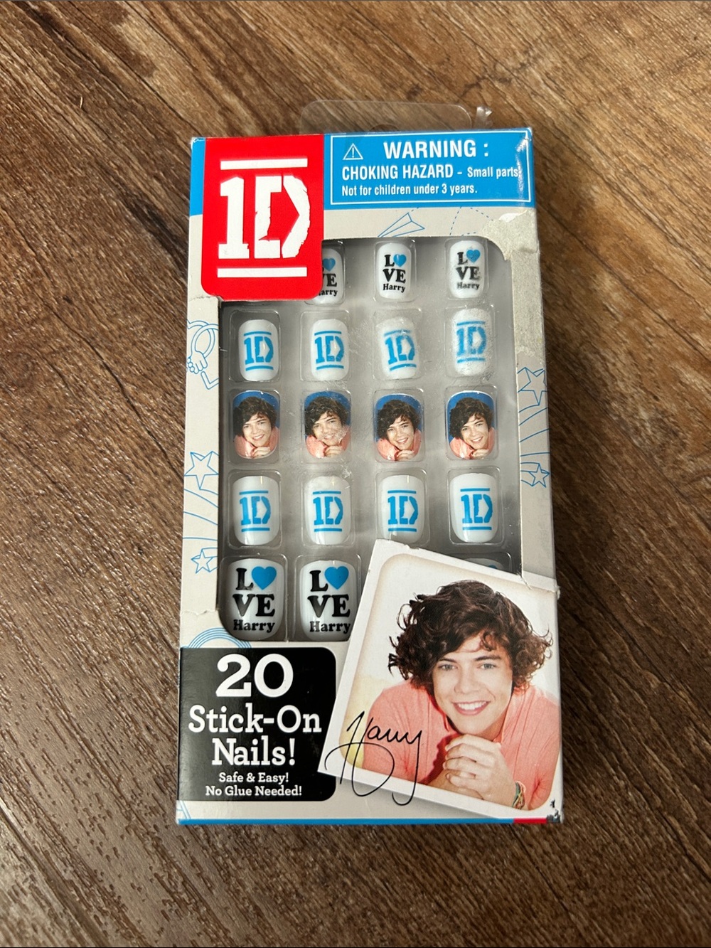 1D Harry Press-On Nails 2012 Blue, White & Black Set
